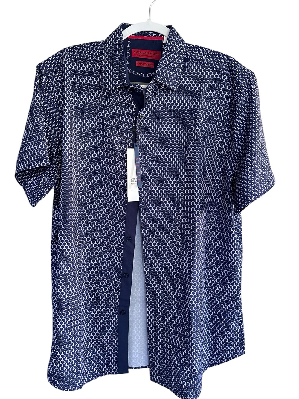 Cooling American Breed Anchor Stretch Button Down Shirt XL NWT Nautical Coastal